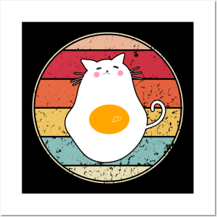 Funny Cute Cat Egg Vintage Sunset Style Posters and Art